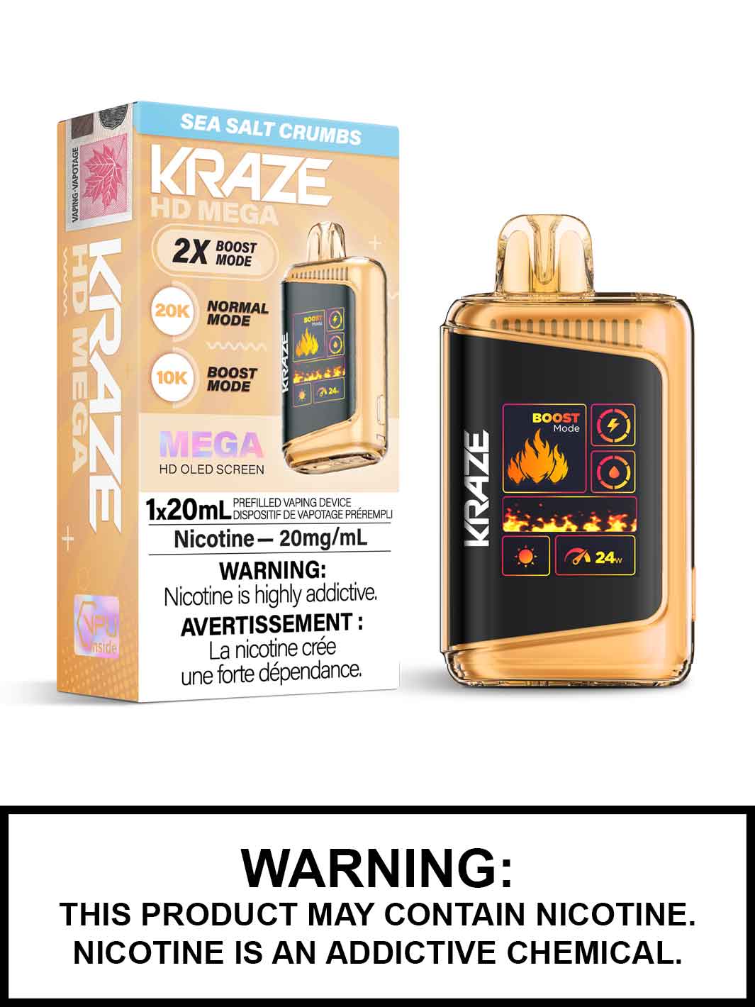 Sea Salt Crumbs Kraze HD Mega Disposable Vape, Kraze Vape, Vape360 Canada