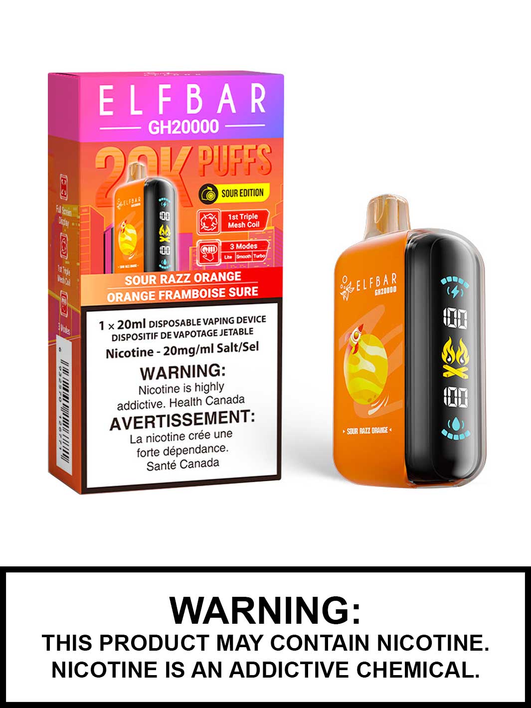 Sour Razz Orange Elf Bar GH20000, Elf Bar 20K, Vape360 Canada