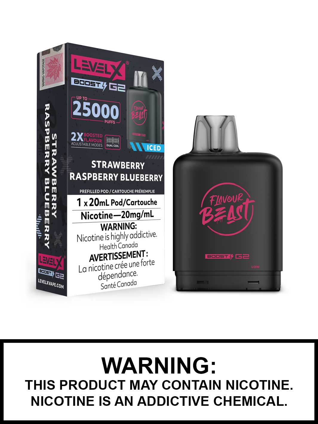 Strawberry Raspberry Blueberry Iced Flavour Beast Level X Boost G2 Pods, Level X Vape, Vape360 Canada