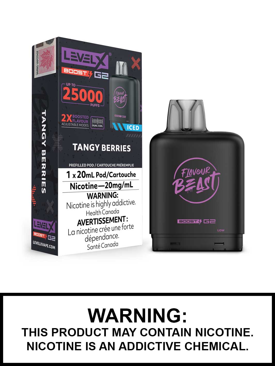 Tangy Berries Iced Flavour Beast Level X Boost G2 Pods, Level X Vape, Vape360 Canada