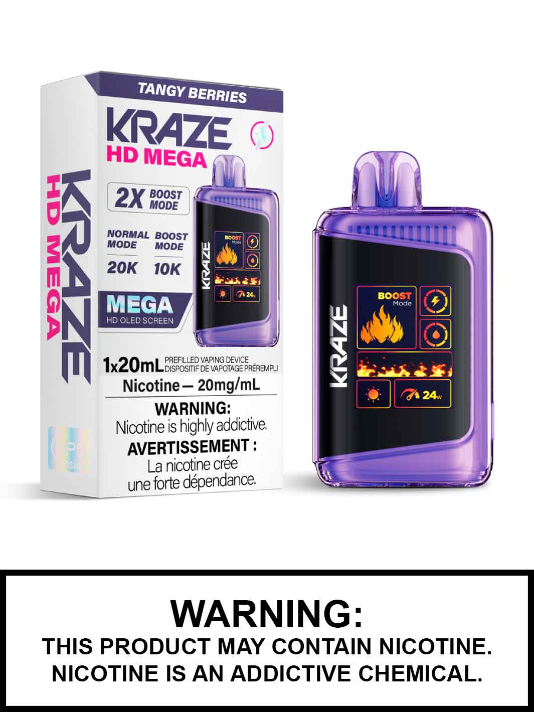 Tangy Berries Kraze HD Mega Disposable Vape, Kraze Vape, Vape360 Canada