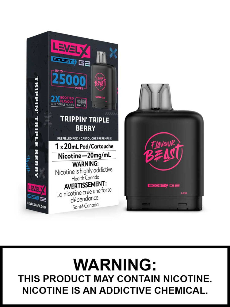 Trippin Triple Berry Flavour Beast Level X Boost G2 Pods, Level X Vape, Vape360 Canada