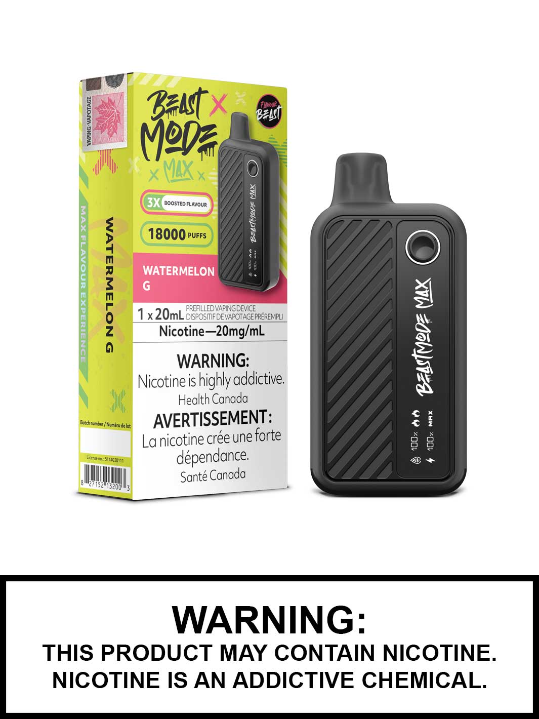 Watermelon G Flavour Beast Beast Mode Max Disposable Vape, Vape360 Canada