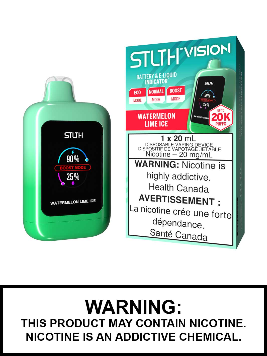 Watermelon Lime Ice STLTH Vision Disposable Vape, STLTH Vape, Vape360 Canada