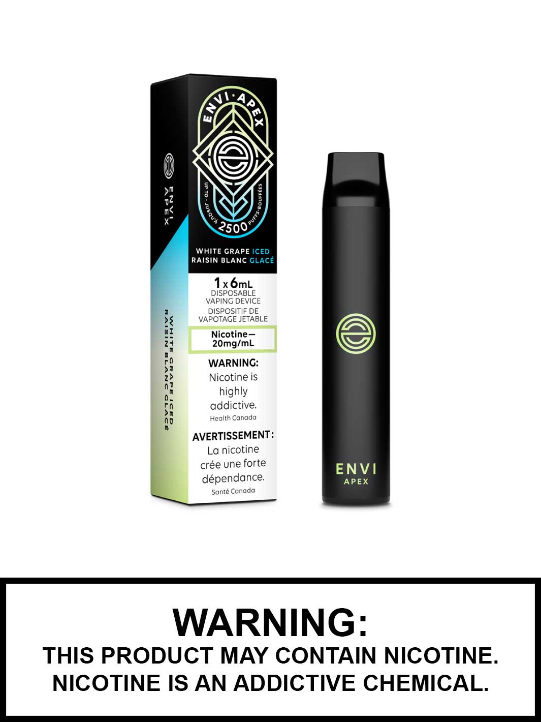 White Grape Iced Envi Apex Disposable Vape, Envi Vape, Envi Apex 2500, Vape360 Canada