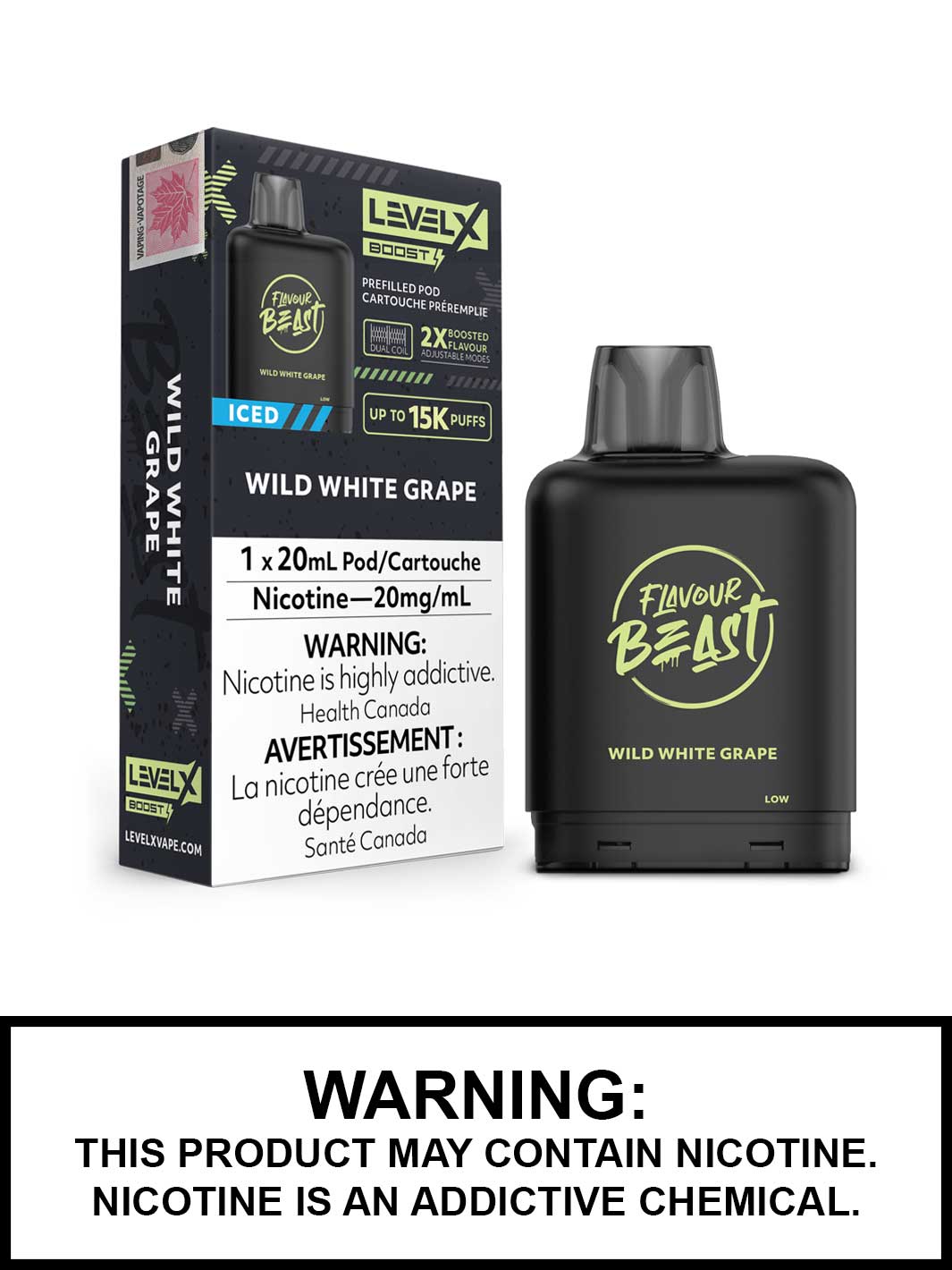 Wild White Grape Iced Flavour Beast Level X Boost Pods, Level X Vape, Vape360 Canada