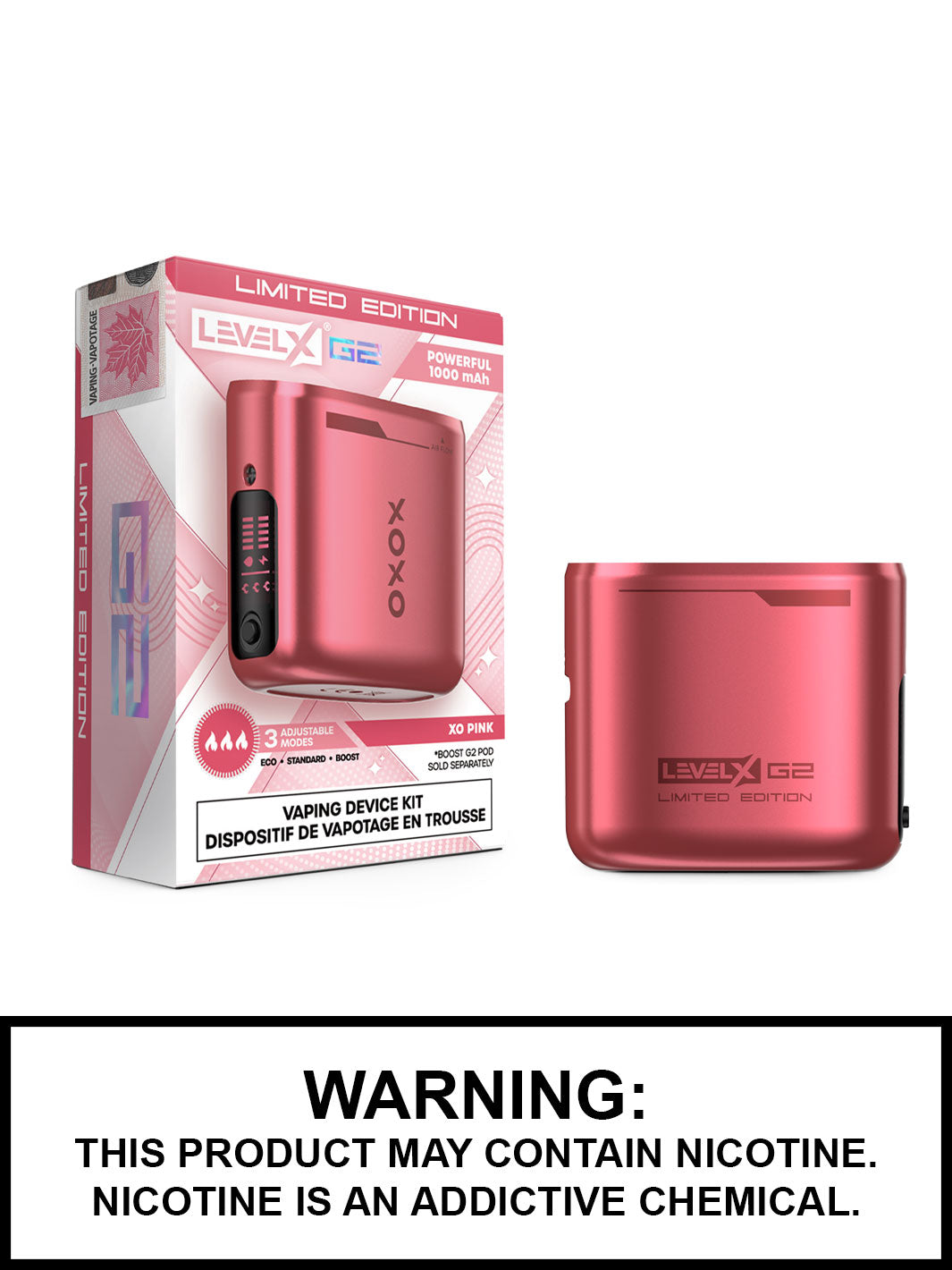 XO Pink Level X Boost G2 Battery, Level X Vape, Vape360 Canada